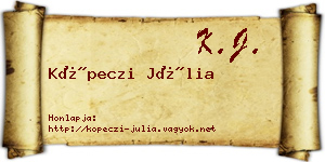 Köpeczi Júlia névjegykártya